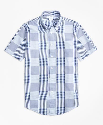 Brooks Brothers Regent Fit Dobby Patchwork Short-sleeve Sport Shirt