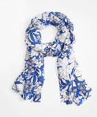 Brooks Brothers Blue Floral Silk Oblong Scarf