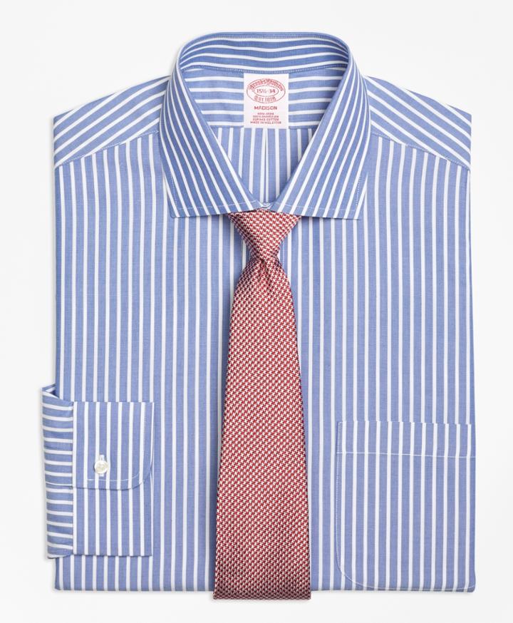 Brooks Brothers Men's Non-iron Regular Fit Ground Stripe Dress Shirt