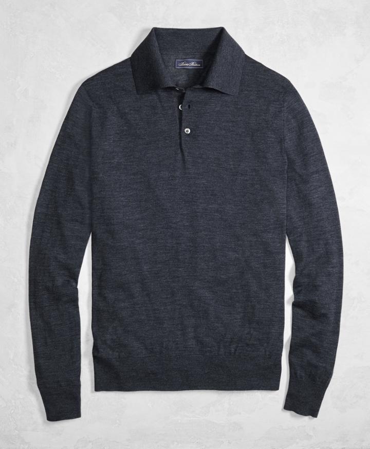 Brooks Brothers Men's Golden Fleece 3-d Knit Fine-gauge Merino Wool Polo Sweater