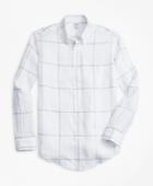 Brooks Brothers Men's Regent Fit Large Windowpane Irish Linen Sport Shirt