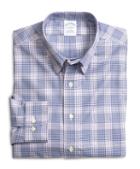Brooks Brothers Supima Cotton Non-iron Slim Fit Lavender With Blue Twill Sport Shirt
