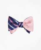 Brooks Brothers Men's Alternating Stripe With Textured Solid Reversible Bow Tie
