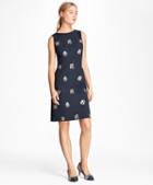 Brooks Brothers Floral-embroidered Stretch-wool Shift Dress