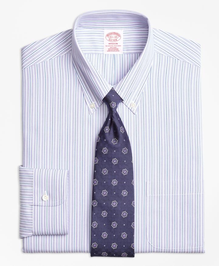 Brooks Brothers Men's Non-iron Regular Fit Double Stripe Dress Shirt