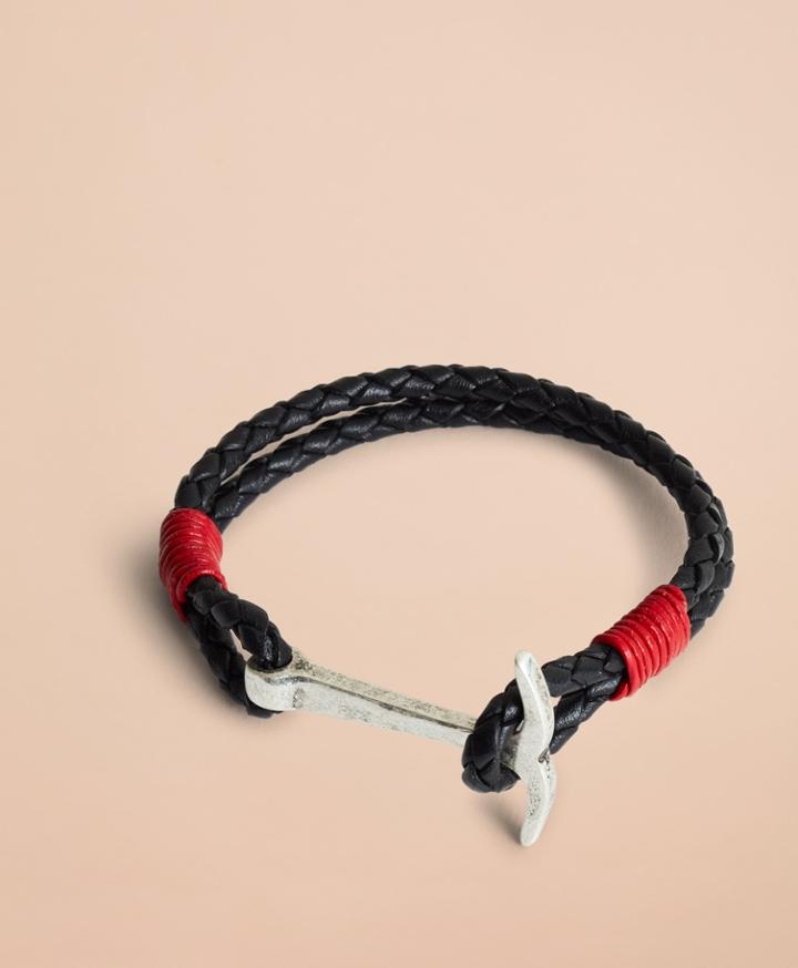 Brooks Brothers Men's Anchor Leather Bracelet