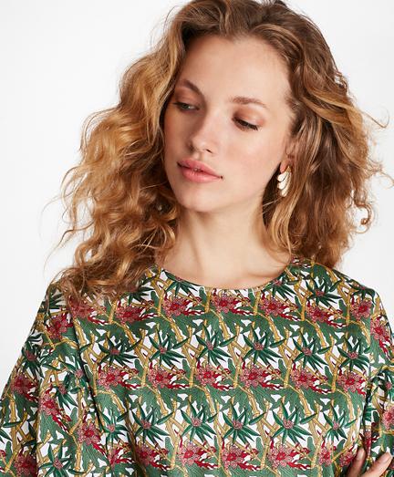 Brooks Brothers Bamboo-print Cotton Sateen Top
