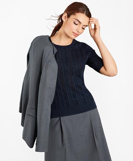 Brooks Brothers Pointelle Cable-kit Sweater