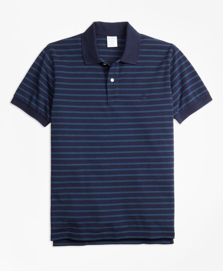 Brooks Brothers Men's Original Fit Supima Cotton Double-bar Stripe Polo Shirt