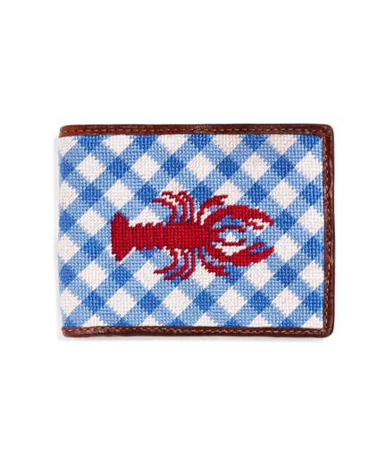 Brooks Brothers Lobster Gingham Needlepoint Wallet