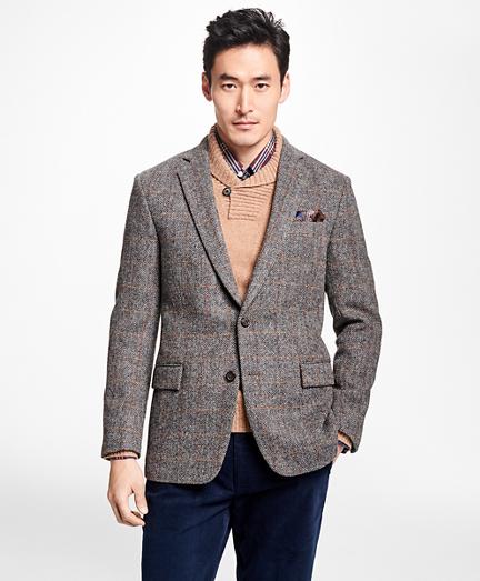Brooks Brothers Regent Fit Harris Tweed Herringbone With Multi-windowpane Sport Coat