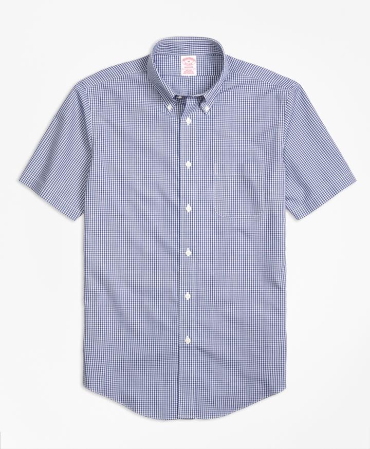 Brooks Brothers Men's Non-iron Madison Fit Micro Check Short-sleeve Sport Shirt
