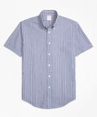 Brooks Brothers Madison Fit Stripe Seersucker Short-sleeve Sport Shirt