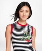 Brooks Brothers Tropical-embellished Striped Cotton Knit Top