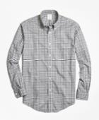 Brooks Brothers Men's Non-iron Milano Fit Grey Heathered Plaid Sport Shirt