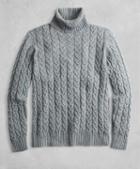 Brooks Brothers Golden Fleece 3-d Knit Marled Alpaca-blend Turtleneck Cable Sweater
