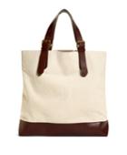 Brooks Brothers Men's Herringbone Canvas And Leather Tote