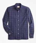 Brooks Brothers Men's Windowpane Yarn-dyed Cotton Poplin Sport Shirt