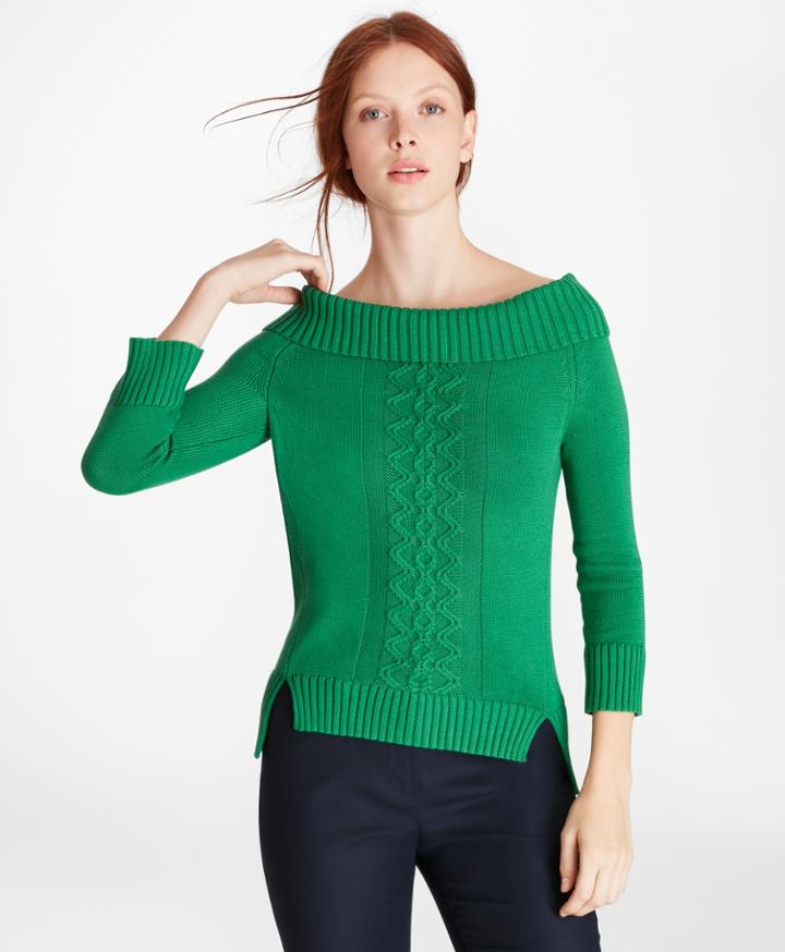Brooks Brothers Women's Supima Cotton Portrait-neck Sweater