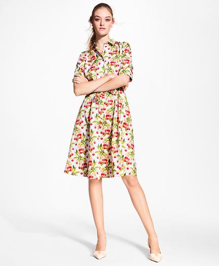 Brooks Brothers Petite Cherry-print Cotton Sateen Shirt Dress
