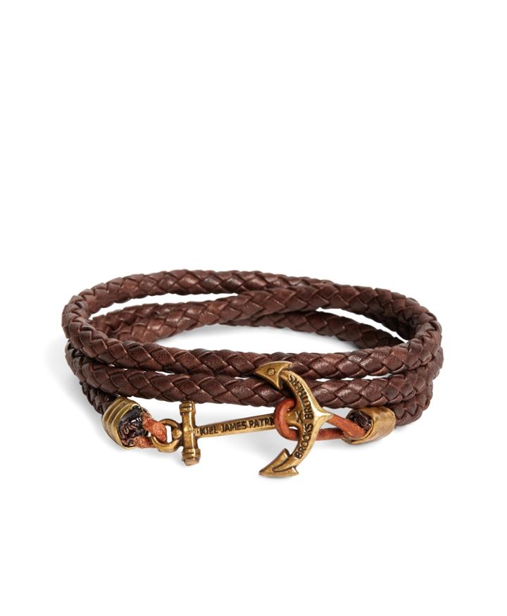 Brooks Brothers Men's Kiel James Patrick Brown Leather Rope Bracelet