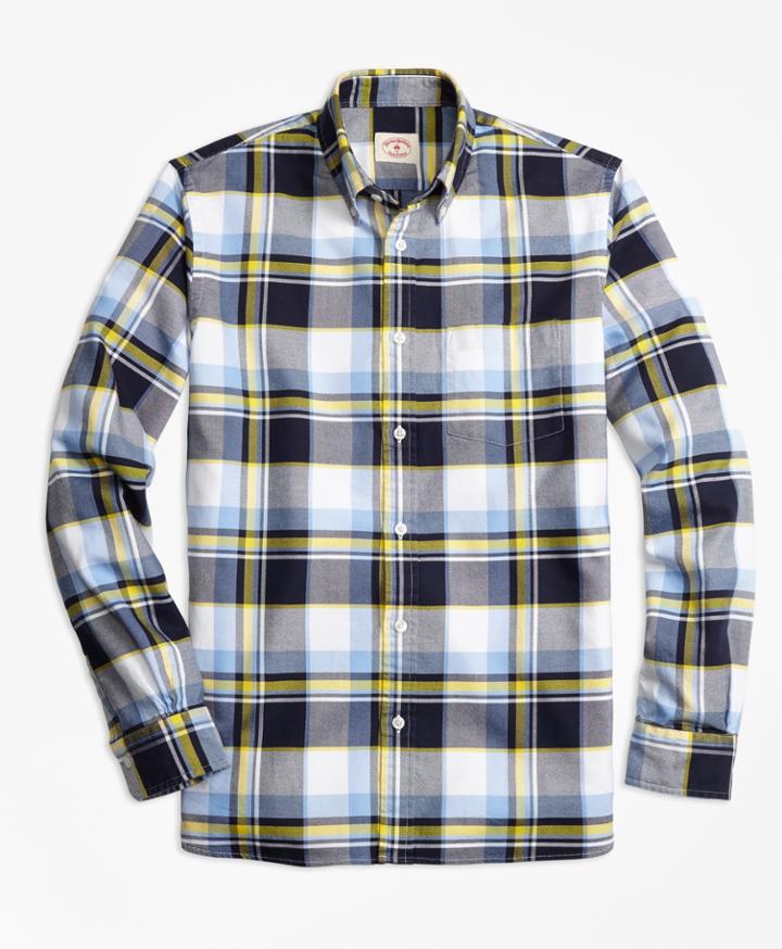 Brooks Brothers Men's Plaid Basketweave Sport Shirt