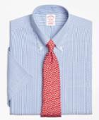 Brooks Brothers Men's Regular Fit Classic-fit Dress Shirt, Non-iron Dobby Candy Stripe Short-sleeve