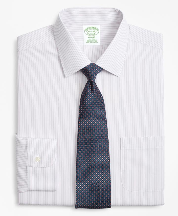 Brooks Brothers Men's Extra Slim Fit Slim-fit Dress Shirt, Non-iron Mini Alternating Stripe