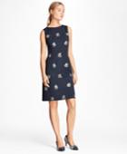 Brooks Brothers Women's Floral-embroidered Stretch-wool Shift Dress