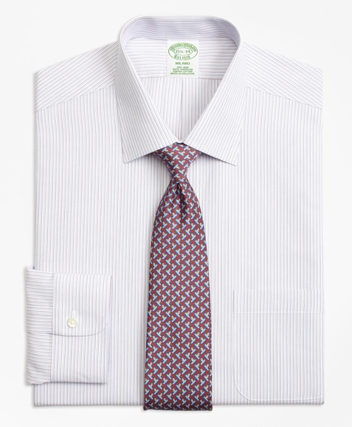 Brooks Brothers Men's Non-iron Extra Slim Fit Triple Stripe Dress Shirt