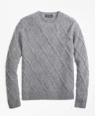 Brooks Brothers Men's Lambswool Lattice Cable Knit Crewneck Sweater