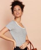 Brooks Brothers Women's Striped Linen-blend Scoop-neck T-shirt