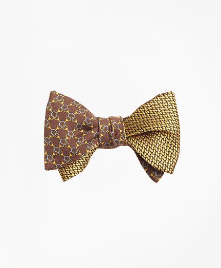 Brooks Brothers Chain Link Print With Tonal Solid Reversible Bow Tie