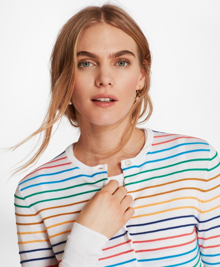 Brooks Brothers Women's Textured Stripe Supima Cotton Cardigan