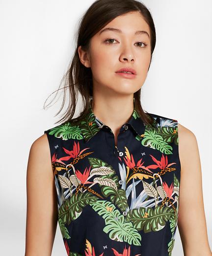 Brooks Brothers Tropical-print Cotton Sateen Sleeveless Shirt