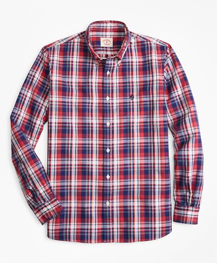 Brooks Brothers Plaid Basketweave Oxford Sport Shirt