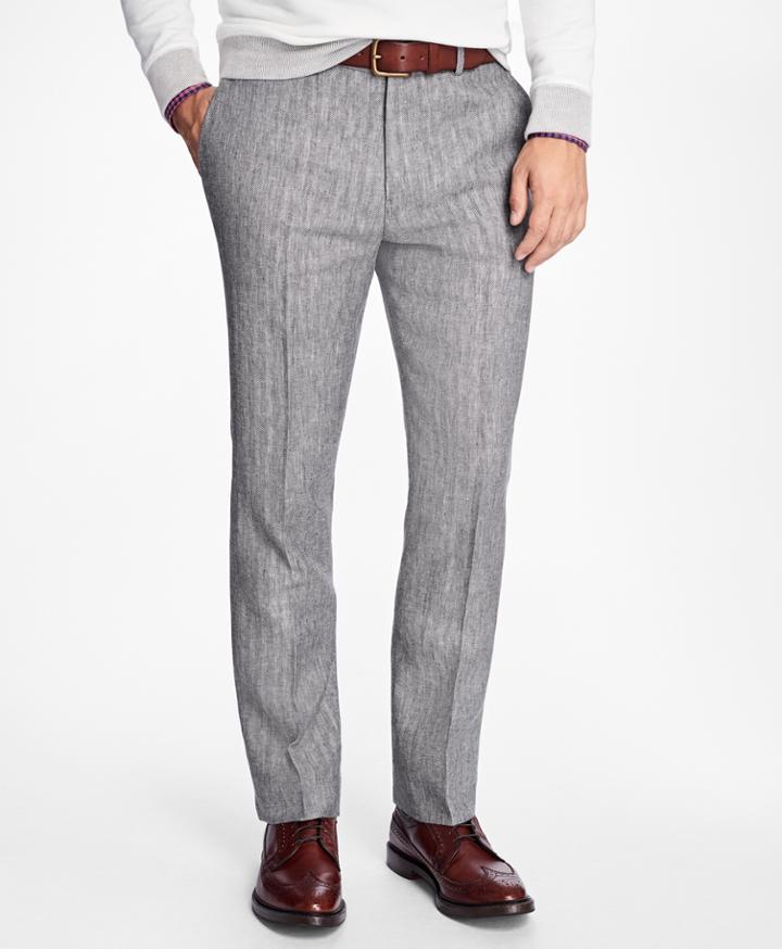 Brooks Brothers Men's Slim-fit Herringbone Linen Trousers
