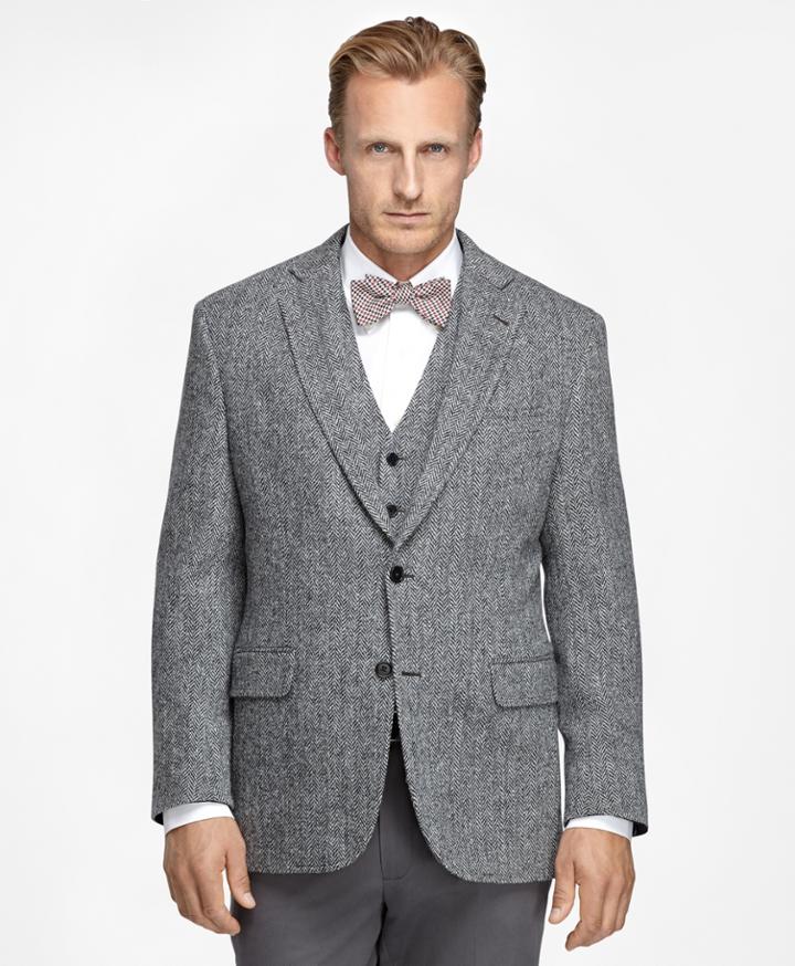 Brooks Brothers Men's Madison Fit Harris Tweed Herringbone Sport Coat