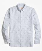 Brooks Brothers Men's Stripe Ny Print Oxford Sport Shirt