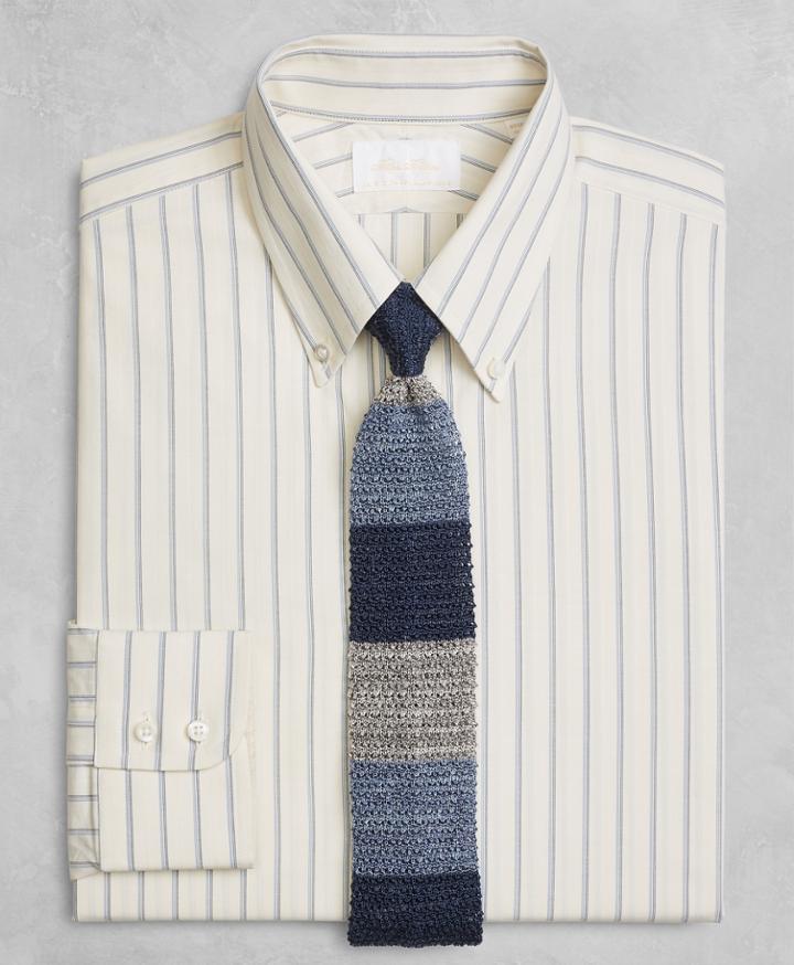 Brooks Brothers Men's Golden Fleece Slim Fitted Dress Shirt, Button-down Collar Double-twin Stripe