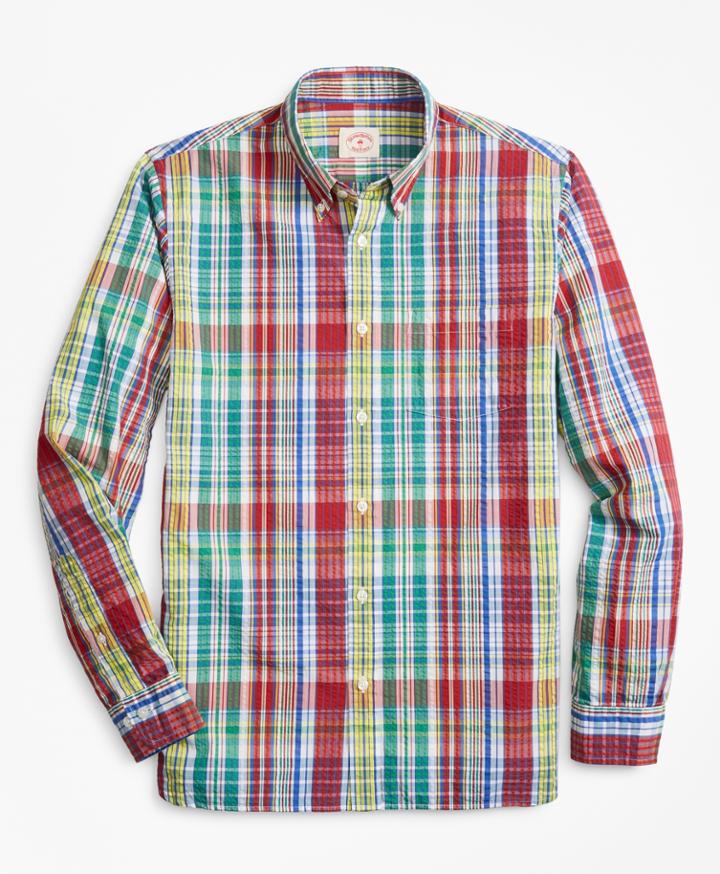 Brooks Brothers Men's Multi-plaid Seersucker Sport Shirt