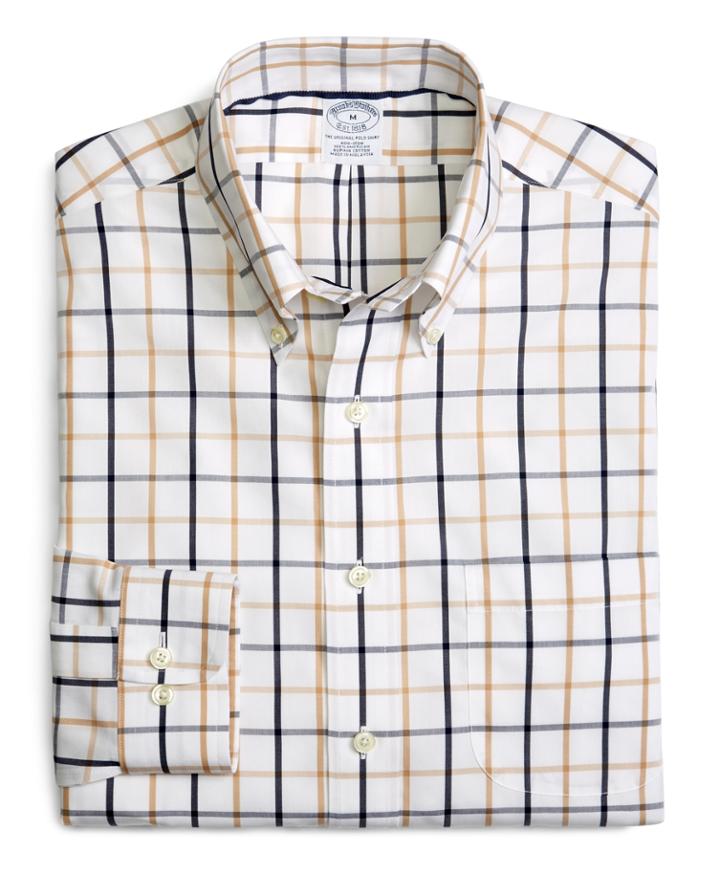 Brooks Brothers Men's Supima Cotton Non-iron Slim Fit Medium Tattersall Sport Shirt