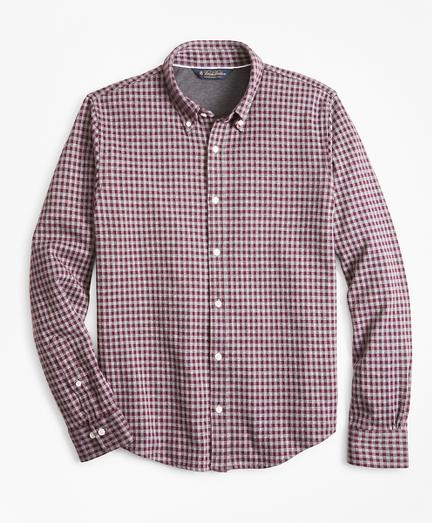 Brooks Brothers Gingham Button-down Knit Shirt