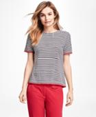 Brooks Brothers Women's Picot-trimmed Striped Tee Shirt