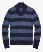 Brooks Brothers Supima Cotton Stripe Shawl Collar Sweater