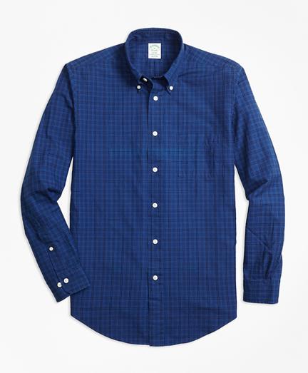 Brooks Brothers Milano Fit Indigo Tonal Plaid Sport Shirt