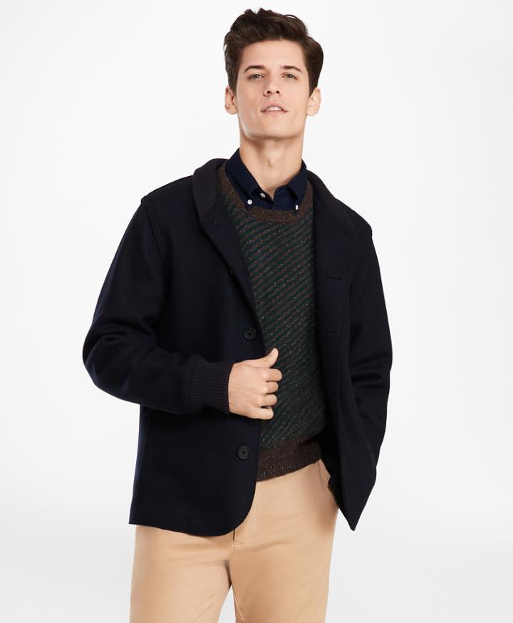 Brooks Brothers Men's Wool-blend Jersey-knit Baseball Jacket