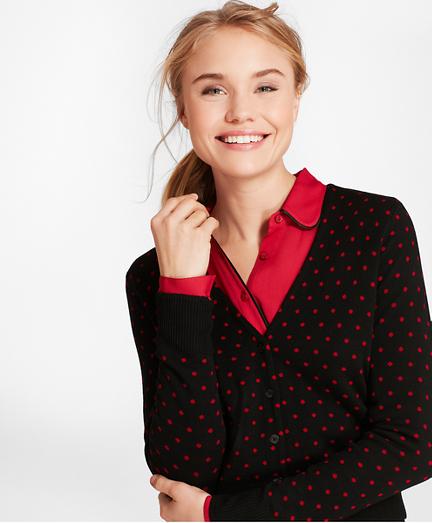 Brooks Brothers Polka Dot Merino Wool Cardigan