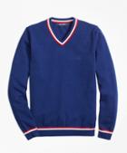Brooks Brothers Cotton Tipped V-neck Sweater