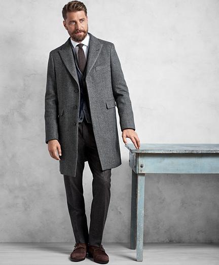 Brooks Brothers Golden Fleece Grey Herringbone Topcoat